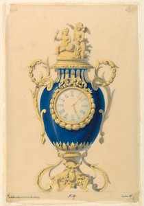 Kresba, Hodiny zasazené do porcelánu, ca. 1855 od Unknown artistUnknown artist