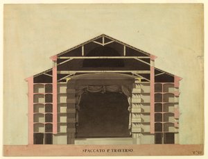 Kresba, soutěžní návrh pro La Fenice, Benátky: Příčný řez, 1788 od Unknown artistUnknown artist