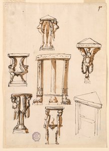 Kresba, Konzolové stoly, ca. 1800 od Unknown artistUnknown artist