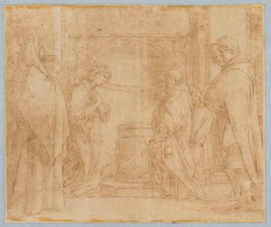 Kresba, kopie podle Zvěstování anděla Zachariášovi, 1538-1600 od Unknown artistUnknown artist