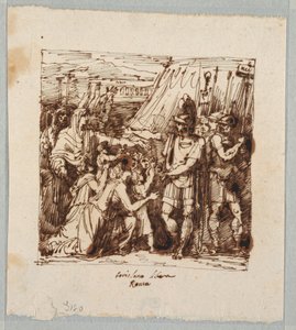 Kresba, Coriolanus souhlasí se zrušením obléhání Říma, konec 19. století od Unknown artistUnknown artist