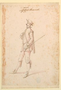 Kresba, kostýmní výprava: Kapitán pro balet, asi 1720 od Unknown artistUnknown artist