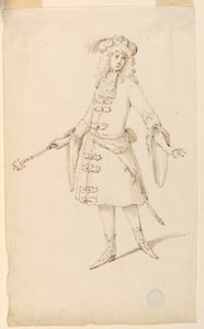 Kresba, kostýmní výprava: Šlechtic, král nebo princ pro balet, cca 1720 od Unknown artistUnknown artist