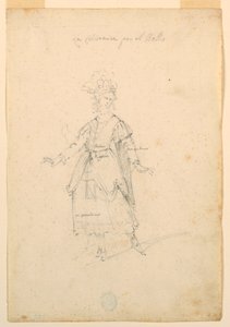 Kresba, kostýmní výprava: Zpěvačka pro balet, cca 1720 od Unknown artistUnknown artist