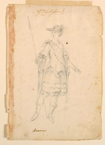 Kresba, kostýmní výprava: Amerika pro balet, asi 1720 od Unknown artistUnknown artist