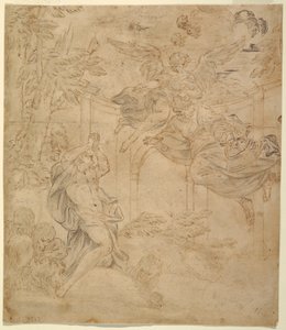 Kresba, Daniel v jámě lvové, asi 1630-40 od Unknown artistUnknown artist