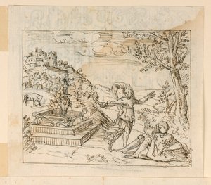 Kresba, Smrt Thisbe, 1600-1625 od Unknown artistUnknown artist