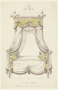 Kresba, Návrh postele v římském stylu, 1780 od Unknown artistUnknown artist