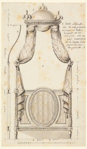 Kresba, Návrh postele v polském stylu, 1780 od Unknown artistUnknown artist