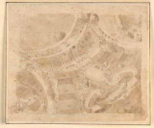 Kresba, návrh stropu, 1700-1750 od Unknown artistUnknown artist
