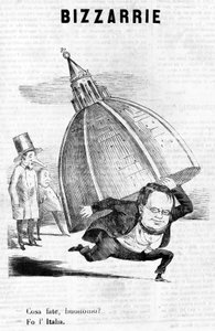 - Co to děláte, pane? - Dělám Italy (Cavour s kopulí Florencie) satirickou rytinu Il Fischietto od Unknown artist
