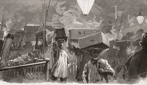 5 hodin ráno na rybím trhu v Billingsgate, Londýn, Anglie v 19. století od Unknown artist