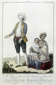Španěl a Ind porodí Métis - rytina od Unknown artist