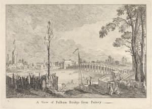 Pohled na Fulhamský most z Putney od Unknown artist