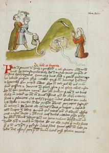 Modlící se žena a had na nedalekém kopci; muž snažící se zabít hada sekerou od Unknown artist