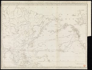 Mapa severního Tichého oceánu obsahující severní pobřeží Asie a severozápadní pobřeží Ameriky prozkoumané v letech 1778 a 1779 kapitánem Cookem a dále prozkoumané v letech 1788 a 1789 Johnem Mearesem (tisk) od Unknown artist