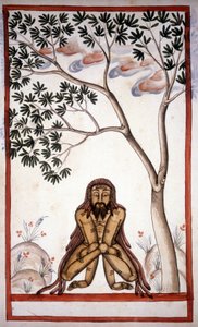 Fakírská stránka z rukopisu (ms.8300) ""Historie magnáta""" (Moghul nebo Moghol) od Stefana Nivibuse Cardeira. 18. století. Bibloteca marciana, Benátky od Unknown artist
