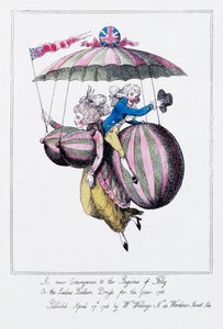 „Nový dopravní prostředek v krajích bláznovství aneb dámské balonové šaty pro rok 1786“ od Unknown artist