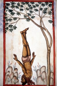 Fakír stránky z rukopisu (ms.8300) „Historie Mogolu““ (Moghul nebo Moghol) od Stefana Nivibuse Cardeiry. 18. století. Bibloteca marciana, Benátky od Unknown artist