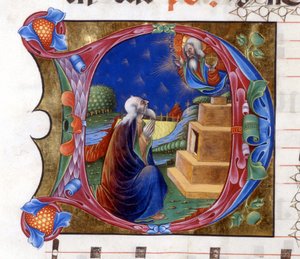 Abraham je pozván Hospodinem, aby opustil svou zemi. Miniatura z chóru z 15. století („civitatis“ od svatého Augustina). od Unknown artist