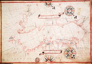 Mapa Jadranu, cca 1620 (pergamen) od Unknown artist