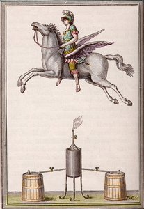 Aerostatická figura 6 stop 8 palců dlouhá, 9 stop 6 palců vysoká vyrobená bratry Enslenovými (Christian Gottfried od Unknown artist