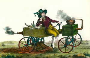 Zemědělství: scéna orby s parním strojem v roce 1834. Anonymní rytina z roku 1834. Soukromá sbírka od Unknown artist