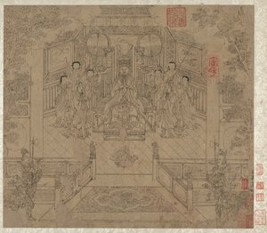 Album taoistických a buddhistických témat: Procesí taoistických božstev: List 1 od Unknown artist