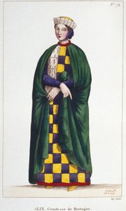 Alix de Thouars (1201-1221), hraběnka z Bretaně, dcera Guy de Thouars, vévody z Bretaně. Rytina z roku 1830. od Unknown artist