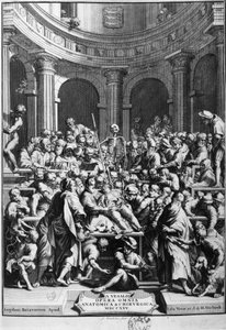 André Vésale (1514-1564), zakladatel moderní anatomie, učitel anatomie a chirurgie (v latině: Andrea Vesalius, v holandštině: Andries Van Wesel). od Unknown artist