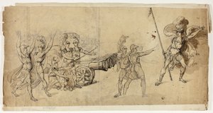 Andělské dělostřelectvo (recto); Bojová scéna (verze) od Unknown artist