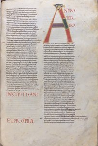 Anno tertio: Incipit Daniel Propha.Incipit knihy proroka Daniela, 11. století (miniatura, blánový rukopis) od Unknown artist