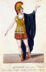 Kostým bojovníka Antigona. 18. století rytina. od Unknown artist