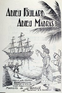 Název písně Antily „“ šátek na rozloučenou, madras na rozloučenou““. Rytina 18. století. Chartres, Muzeum výtvarných umění od Unknown artist