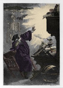 Apparition de Mefistofeles (Mefisto) a Faust Ilustrace „“ Faust““ od Johanna Wolfganga von Goethe (1749-1832) (Ilustrace pro „“faust““ od Goetha) Rytina od Unknown artist
