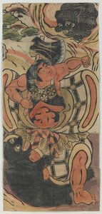 Banner zobrazující Kintaro bojující s medvědy od Unknown artist