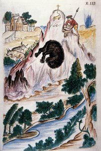 Lov na medvědy, z knihy „Trujillo of Peru“ nebo „Codex Martinez Companion“, od Balthazara Martineze Companiona a Bujandy, biskupa z Trujillo (1782-1785) od Unknown artist