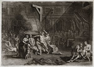 Bible of Royaumont, Starý zákon: Mučednictví Machabees. Sedm bratří Makabejských je spíše umučeno, než aby zradili svou vlastní víru. Ilustrace z roku 1811. od Unknown artist