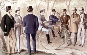 Jízda na kole. Rytina. 1870. od Unknown artist