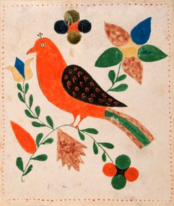 Pták směřující doleva na kvetoucí větvičku od Unknown artist