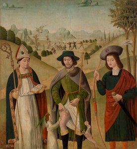 Svatý biskup, svatý Roch a svatý Sebastian od Unknown artist