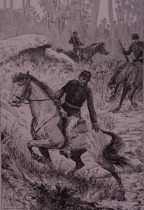 Black Trackers pronásledují bushrangers v Austrálii (rytina) od Unknown artist