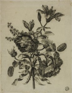 Kytice růží a lilií od Unknown artist