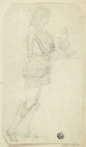 Chlapec v historických šatech nesoucí předmět od Unknown artist