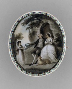 Brož, cca 1800 (sépie na slonovině, vlasy, smalt od Unknown artist