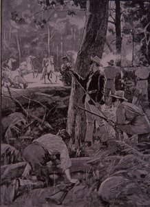 Bushrangeři, australští psanci, okradli zlatý doprovod (rytina) od Unknown artist