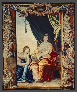 Caesarova smrt přiměje Kleopatru truchlit z knihy Příběh Caesara a Kleopatry od Unknown artist