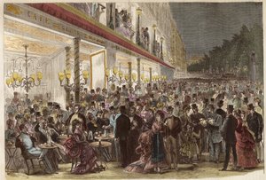 Kavárna na Grands Boulevards za letního večera 1869 - Paříž - Kavárna na Grands Boulevards za letního večera - 1869 od Unknown artist