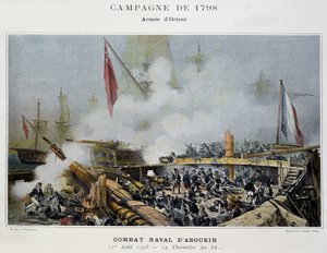 Kampaň (expedice) do Egypta (1798-1801): Bitva u Aboukiru - v „“Námořních bitvách Napoleona““ od Unknown artist