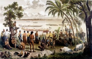 Závod kánoí v Bassac, Laos. Atlas průzkumné plavby do Indočíny v letech 1866 - 1868, editoval F. Garnier od Unknown artist